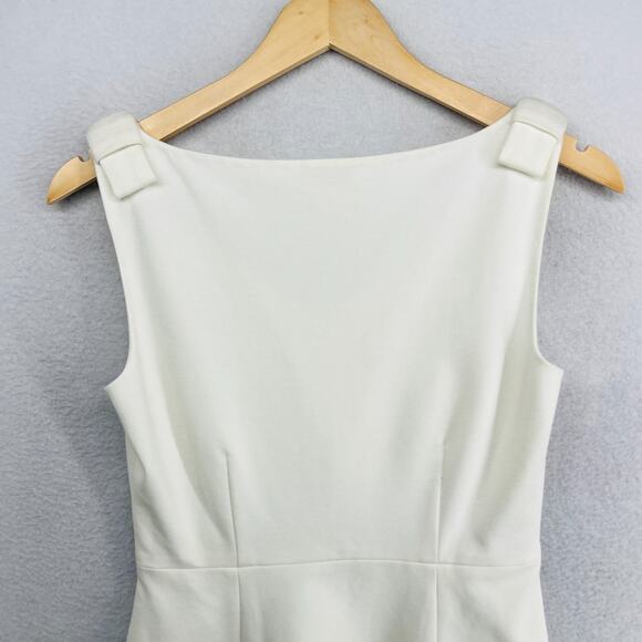 KATE SPADE Top 2 Ponte Sleeveless Peplum Blouse Rayon Blend Tank V-Neck White - Picture 2 of 12